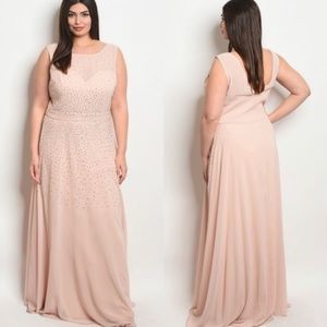 Plus Size Formal Blush Pink Gown Dress 1X 2X 3X